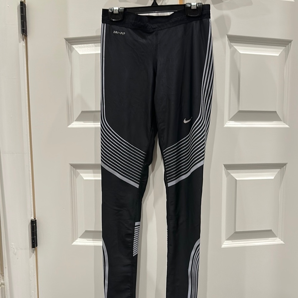 Nike Black and White Striped Leggings